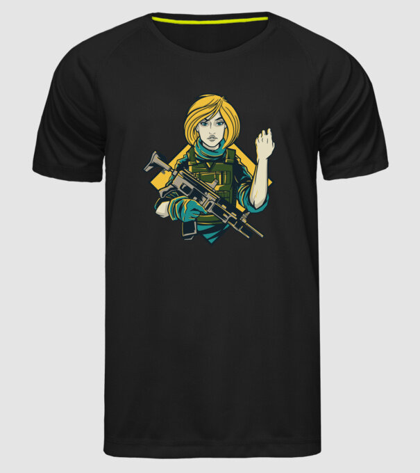 Fată Soldat model negru pe tricou