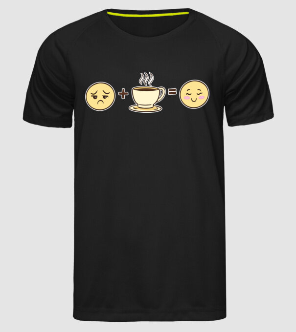 Cafea Fericire model negru pe tricou