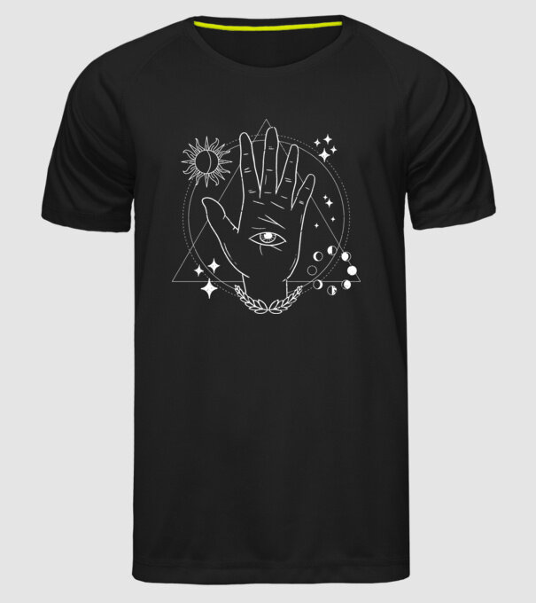 Mână Ochi atotvăzător model negru pe tricou