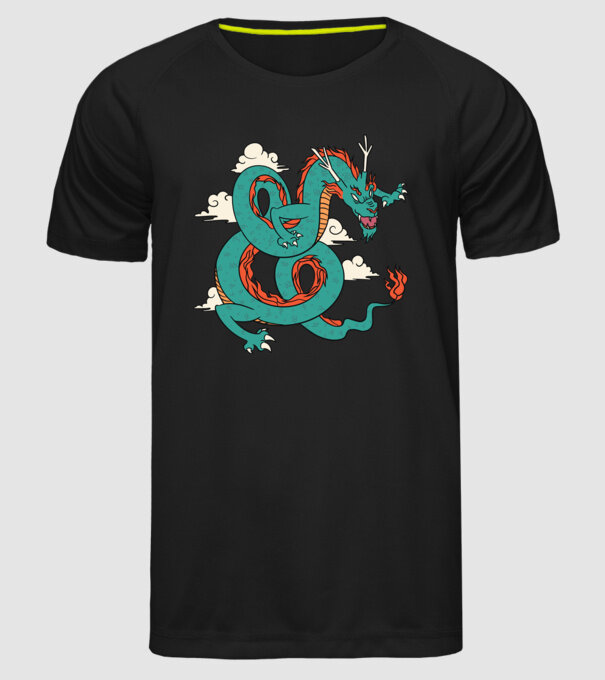 Dragon Chinez model negru pe tricou