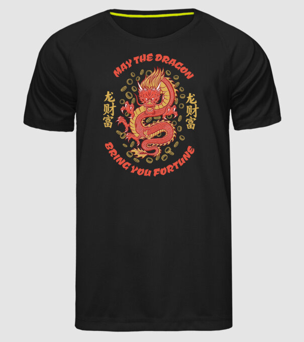 Dragon chinezesc norocos model negru pe tricou