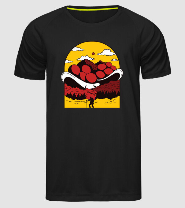 Excursie în munți model negru pe tricou