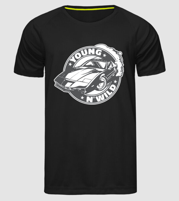 Knight Rider - Young and wild model negru pe tricou