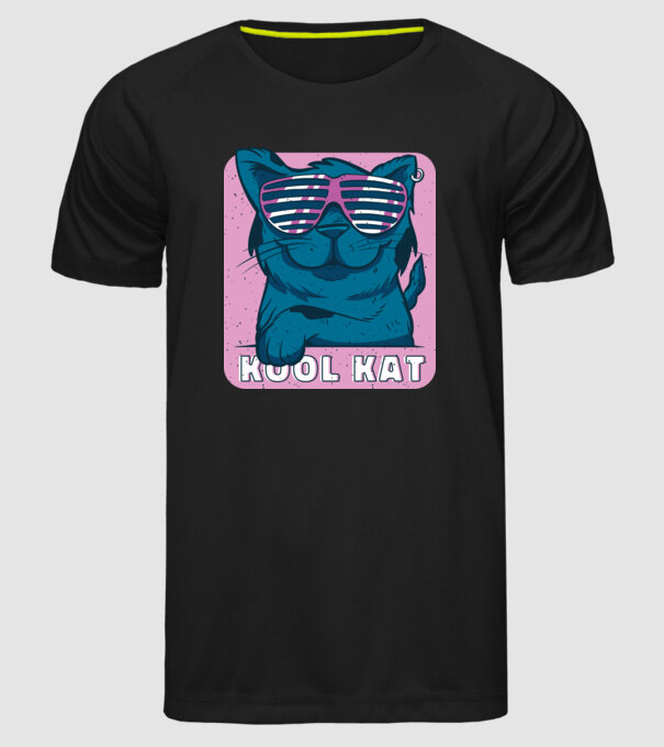 Kool Cat - Pisică Cool model negru pe tricou