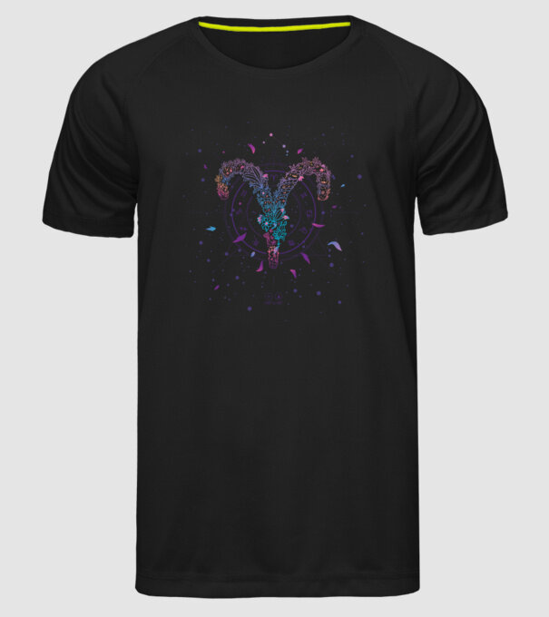 Aries Zodiac model negru pe tricou
