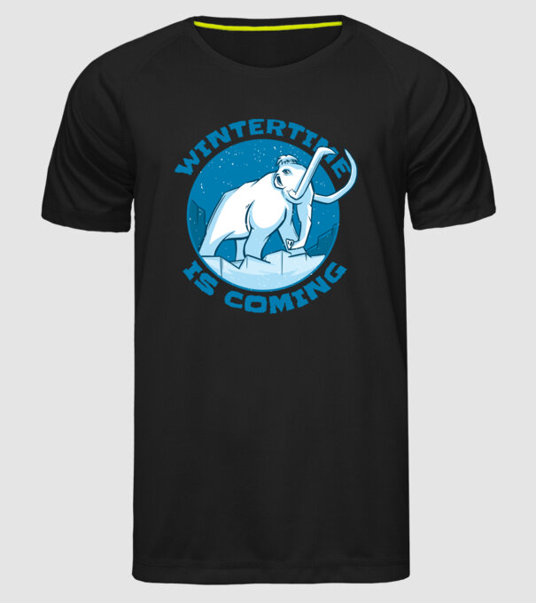 Vine Iarna Mamut model negru pe tricou