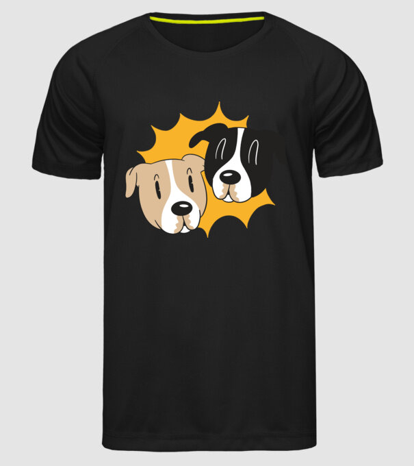 Capete de câini model negru pe tricou
