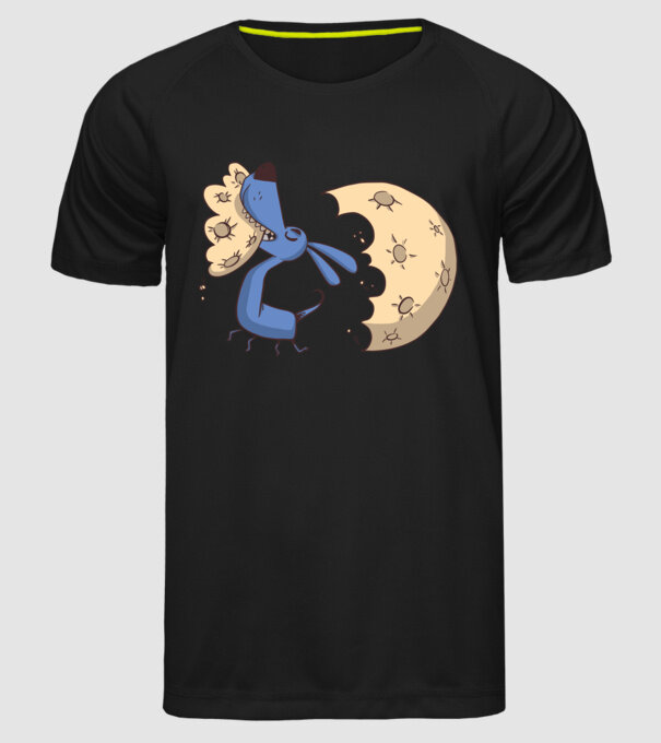 Câine Luna Mușcătură model negru pe tricou