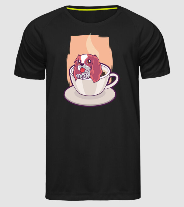 Cafea câine model negru pe tricou