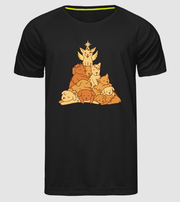 Pom de Crăciun cu Câine model negru pe tricou