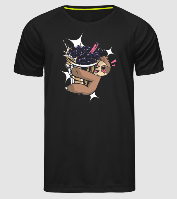 Leneșului îi place ceaiul bubble model negru pe tricou