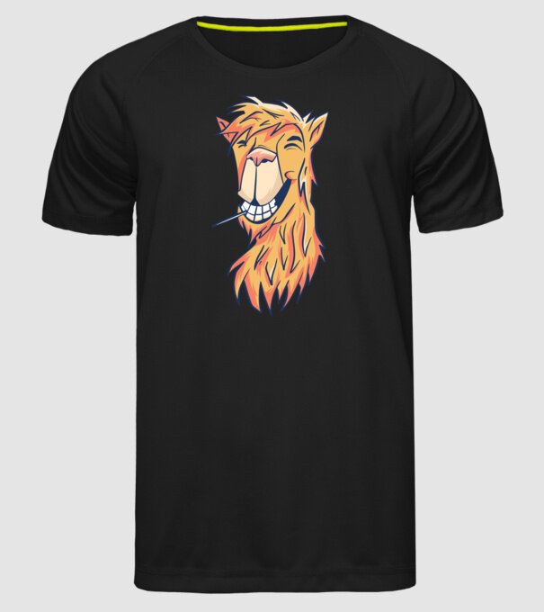 Cap de Lama model negru pe tricou