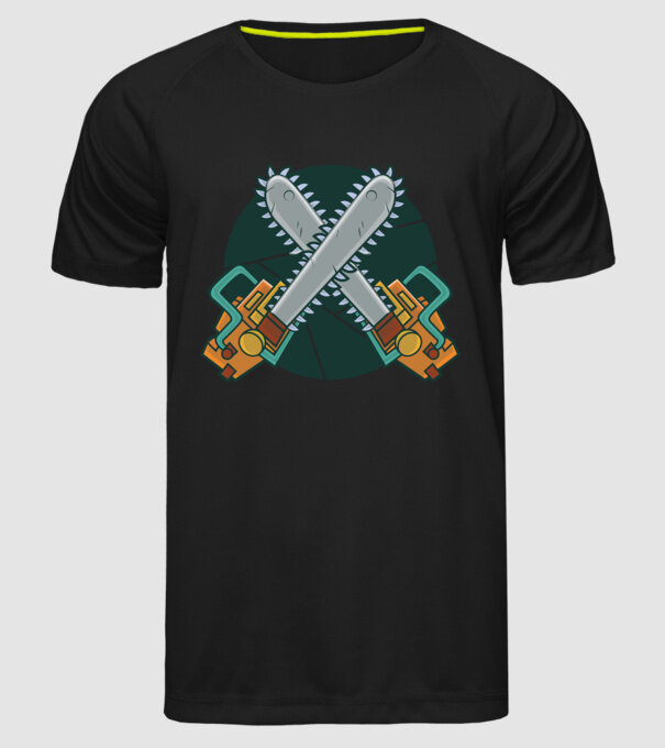 Drujbă tăietor de lemne model negru pe tricou