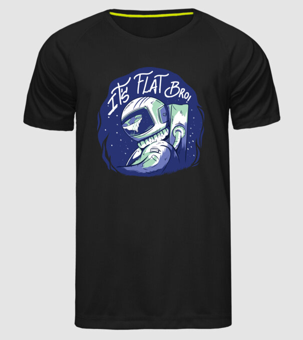 Astronaut Pământ plat model negru pe tricou