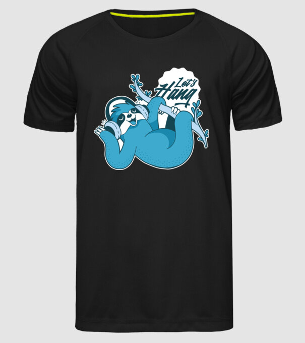 'Let''s Hang tricou cu leneș' model negru pe tricou