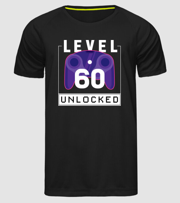 Level 60 Unlocked Gamer Birthday model negru pe tricou