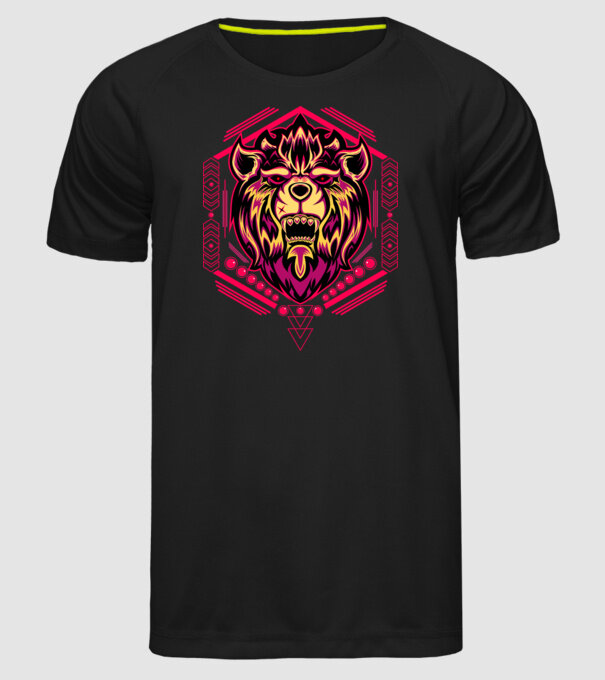 Lion geometry model negru pe tricou