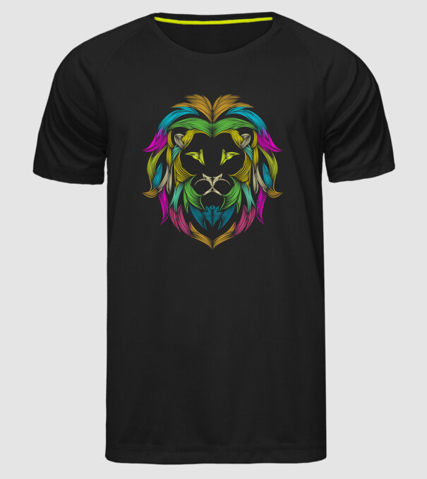lion line art design model negru pe tricou