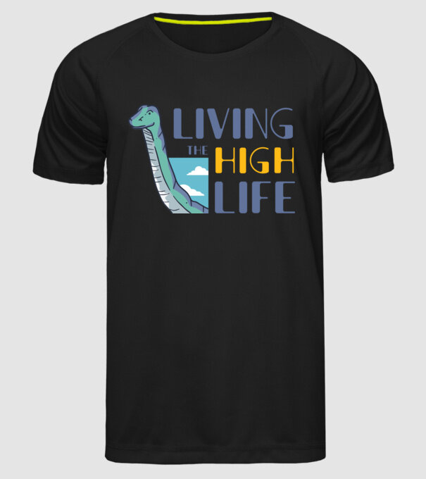 Living the High Life Dinosaur model negru pe tricou