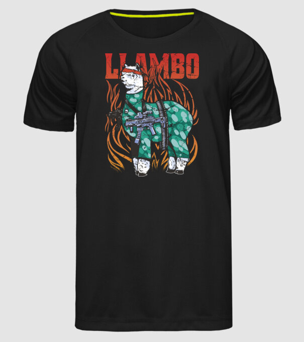 Llambo Lama model negru pe tricou