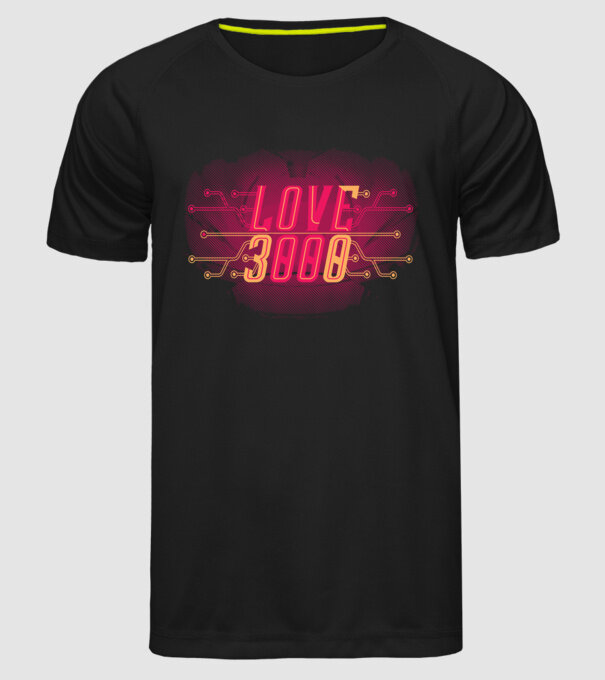 Love 3000 model negru pe tricou