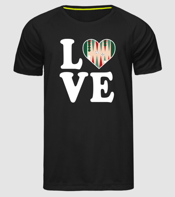 Love Backgammon model negru pe tricou