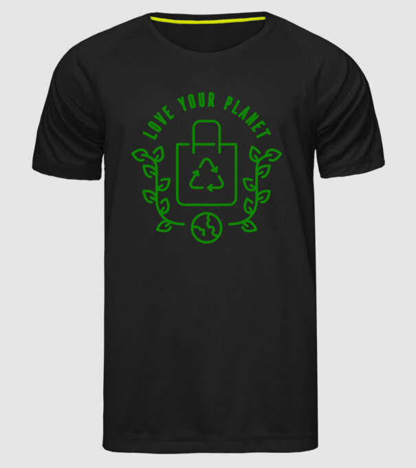 Love Your Planet - Ziua Pământului model negru pe tricou