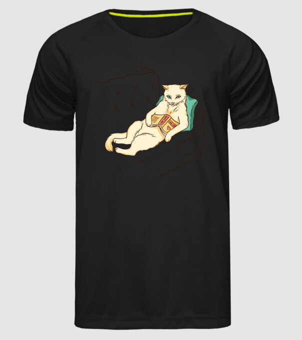 Odihnă Pisică model negru pe tricou