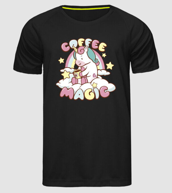 Cafea Magică Unicorn model negru pe tricou