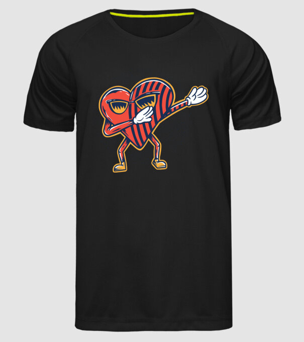 Inimă DAB cărți de joc maghiare model negru pe tricou