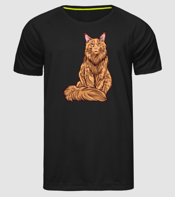 Pisică Maine Coon model negru pe tricou
