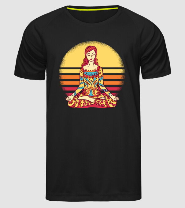Mandala Yoga Meditație model negru pe tricou