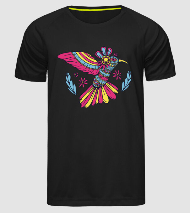 Mandala Colibri model negru pe tricou