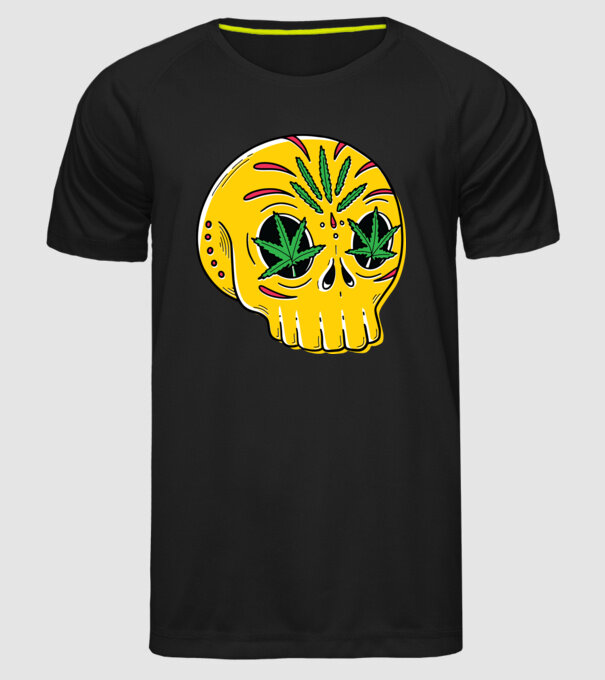 Marijuana Craniu model negru pe tricou