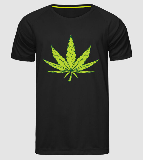 Frunză de marijuana model negru pe tricou