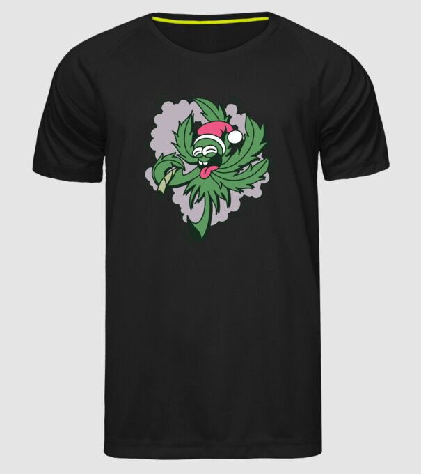 Marijuana Santa model negru pe tricou