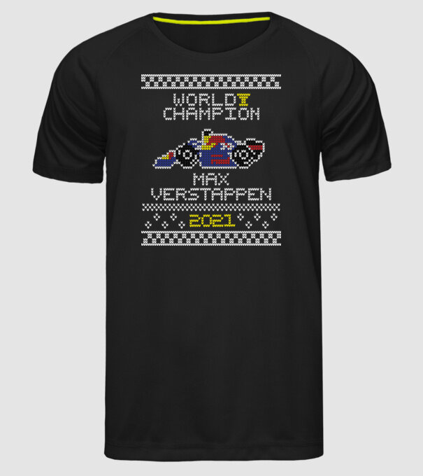 Max Verstappen campion mondial Formula 1 model negru pe tricou