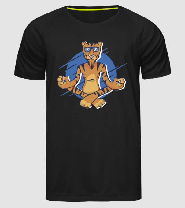 Tigru meditator model negru pe tricou