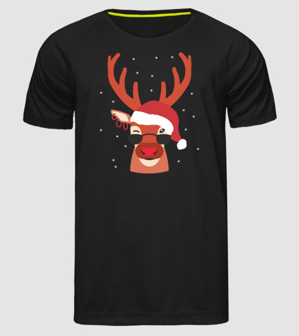 Ren cool de Crăciun model negru pe tricou