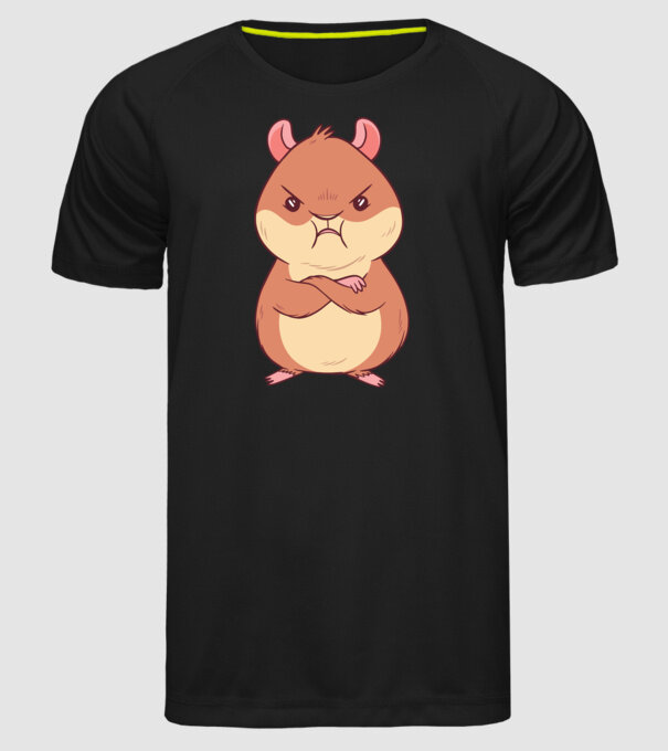 Hamster furios model negru pe tricou