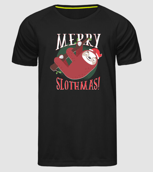 Merry Slothmas Crăciun cu Leneș model negru pe tricou