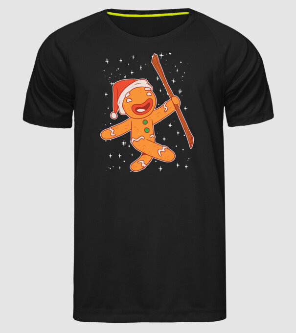 Turtă dulce Moș Crăciun tricou model negru pe tricou