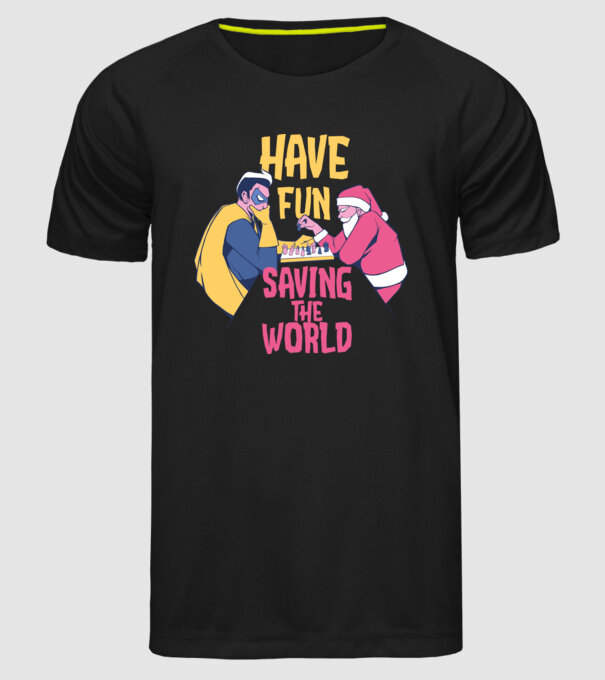 Moș Crăciun și șah super-erou - tricou de Crăciun amuzant model negru pe tricou