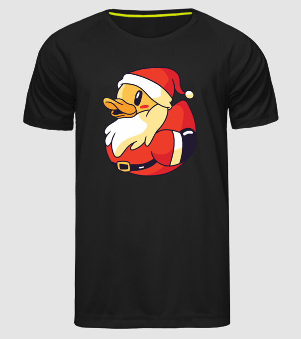Tricou Moș Crăciun Rață model negru pe tricou