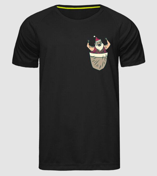 Buzunar Moș Crăciun model negru pe tricou