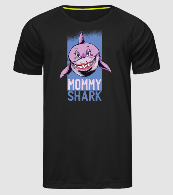 Mommy Shark tricou pentru mama model negru pe tricou