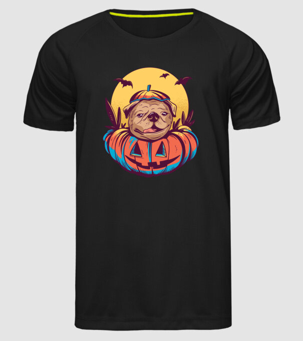 Mops Halloween model negru pe tricou