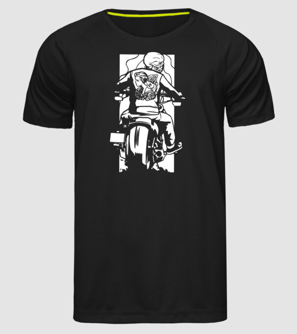 Craniu Motociclist model negru pe tricou