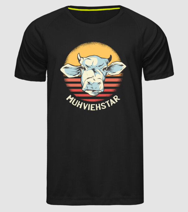 Vacă Muhviehstar model negru pe tricou