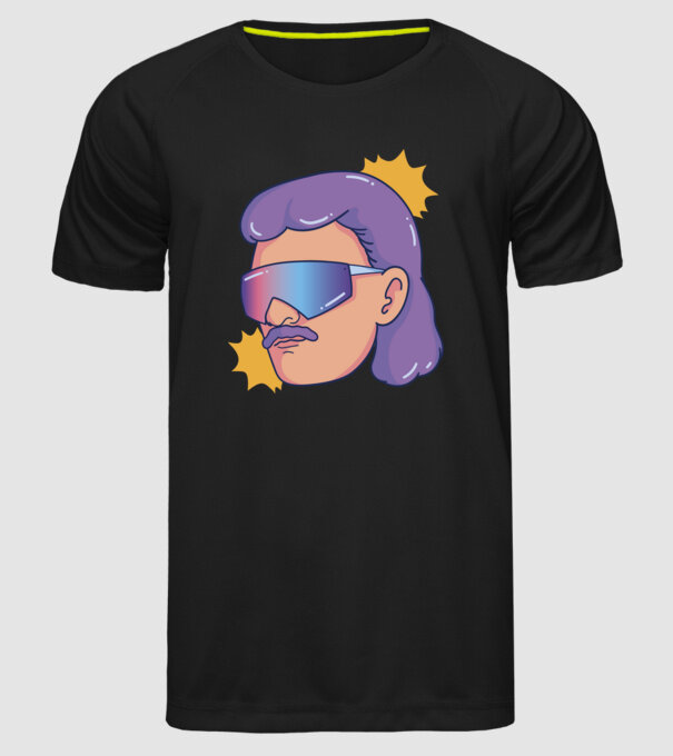 Cap Mullet Retro model negru pe tricou